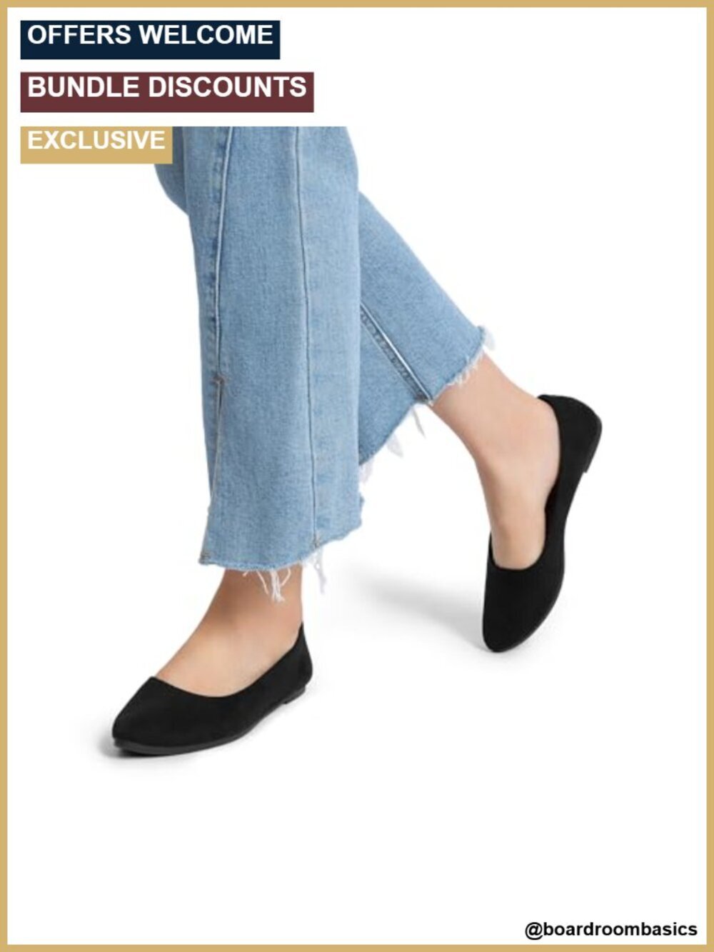 Pointed Toe Ballet Flats - Faux Suede, Slip-On, Cushioned, Flexible, Foldable - Picture 4 of 6